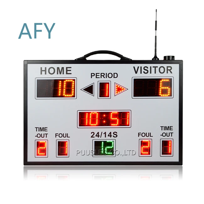 Portable Electronic Basketball Scoreboard Red LED Mini Digital Scoreboard with Shot Clock for Sport Game Gym for NBA NCAA
