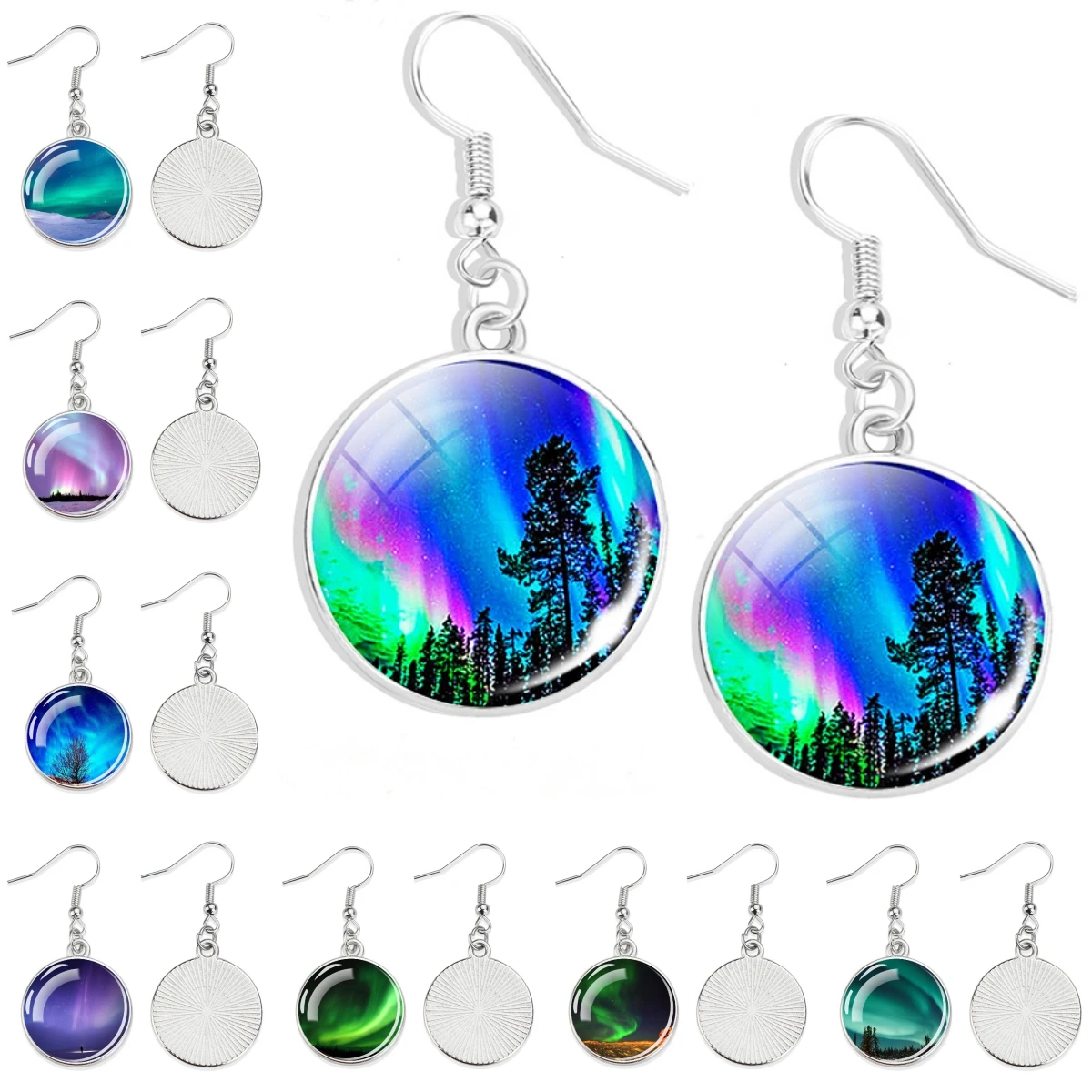 Green Northern Lights Earrings Dangle Earrings Drop Earrings for Women Stud Earring Women Girl Gift Glass Jewelry Accessories