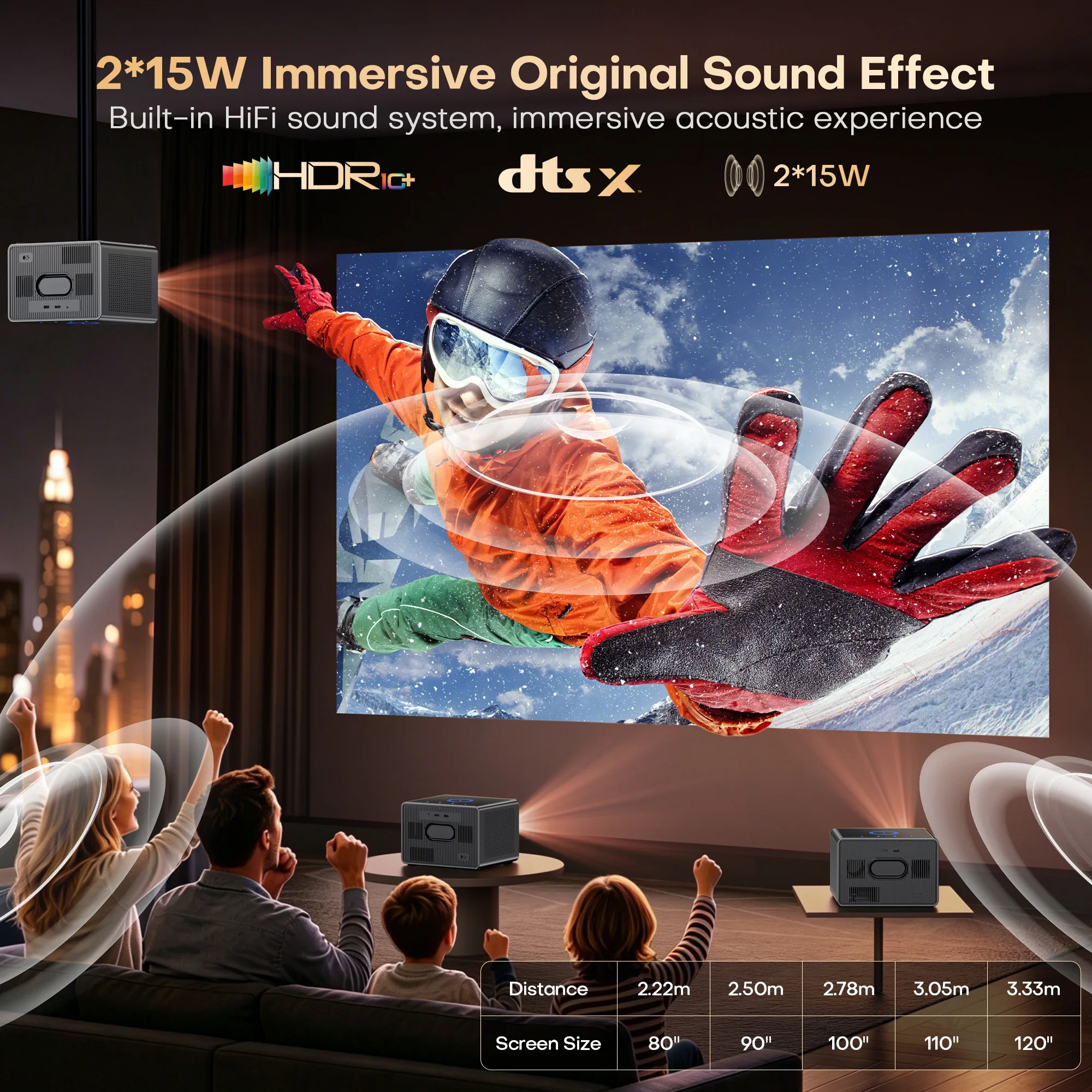 2026 XIWBSY 4K Android 14.0 Netflix Projektor 4000ANSI Google TV Projektor Outdoor-Filmprojektor Versiegelter Optischer Projektor – Detail 8