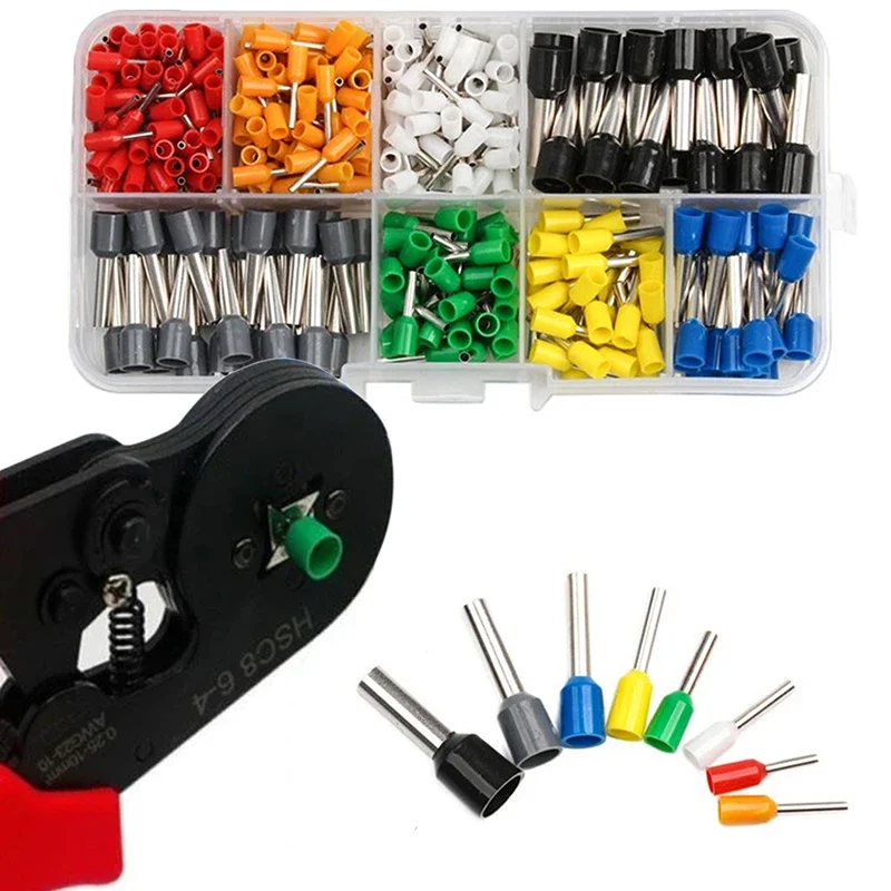 KKJOY 400 Pcs Wire Connectors Kit | Insulated Crimp Terminators | Sizes: E0508, 7508, 1008, 1510, 2512, 4012