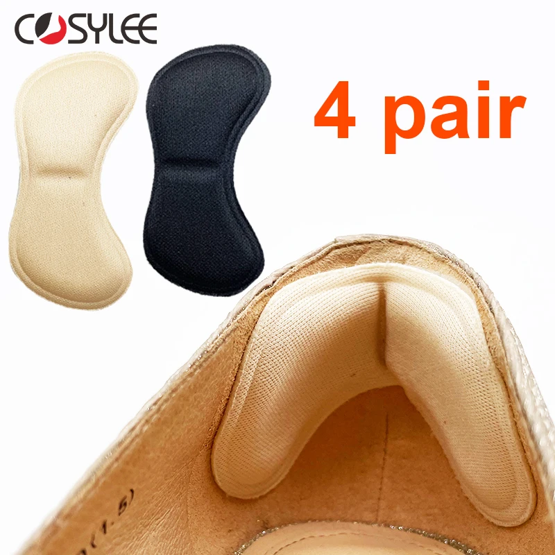 4 Pairs Heel Insoles Pads Patch Pain Relief Anti-wear Cushion Feet Care Heel Protector Adhesive Back Sticker Shoes Insert Insole