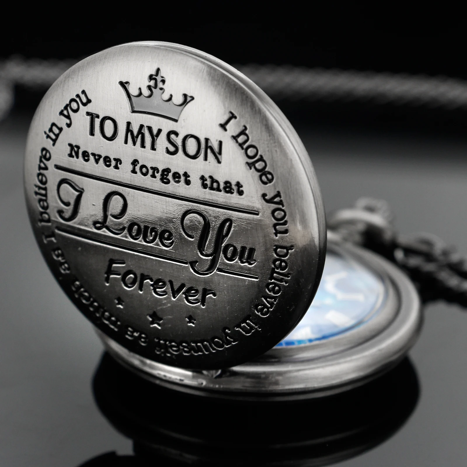 خمر لابني تصميم ساعات الجيب الكوارتز الفاخرة قلادة سلسلة ساعات الجيب الابن هدية عيد ميلاد عيد الميلاد ساعة الجيب