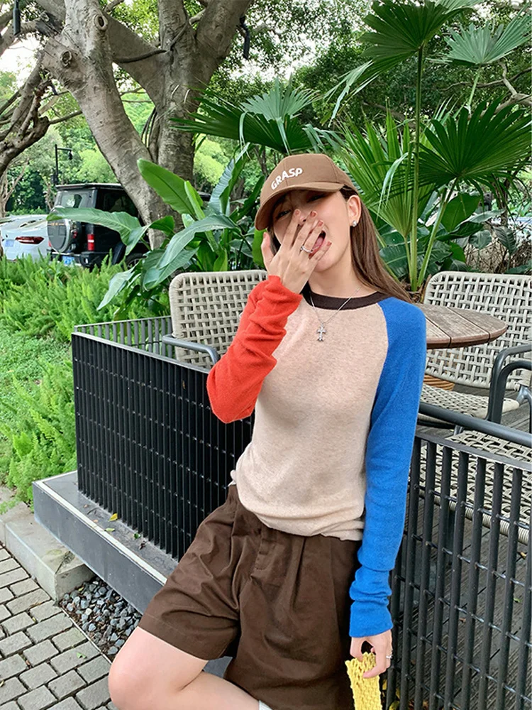 Women Knitwear Autumn Clothes 2024 New Korean Popular Style Female Casual Long Sleeve Patched Tops Fashion Loose Sweater