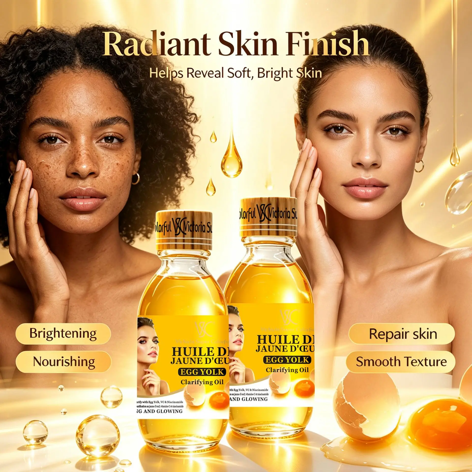 Egg Yolk Brightening Essential Oil Deep Moisturizing Shrinking Pores Firming Repair Facial Body Moisturizing Emollient Oil