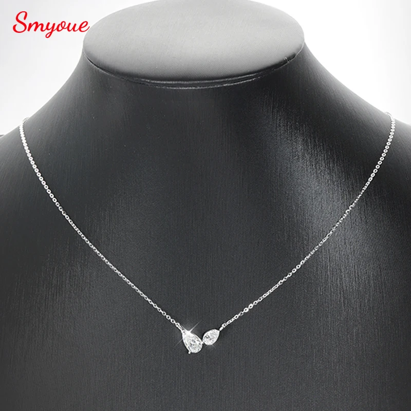 

Ожерелье Smyoue с муассанитом в форме груши для женщин, 2 камня, лабораторный бриллиант, женский кулон, 100% серебро 925 пробы, оптовая продажа ювелирных изделий