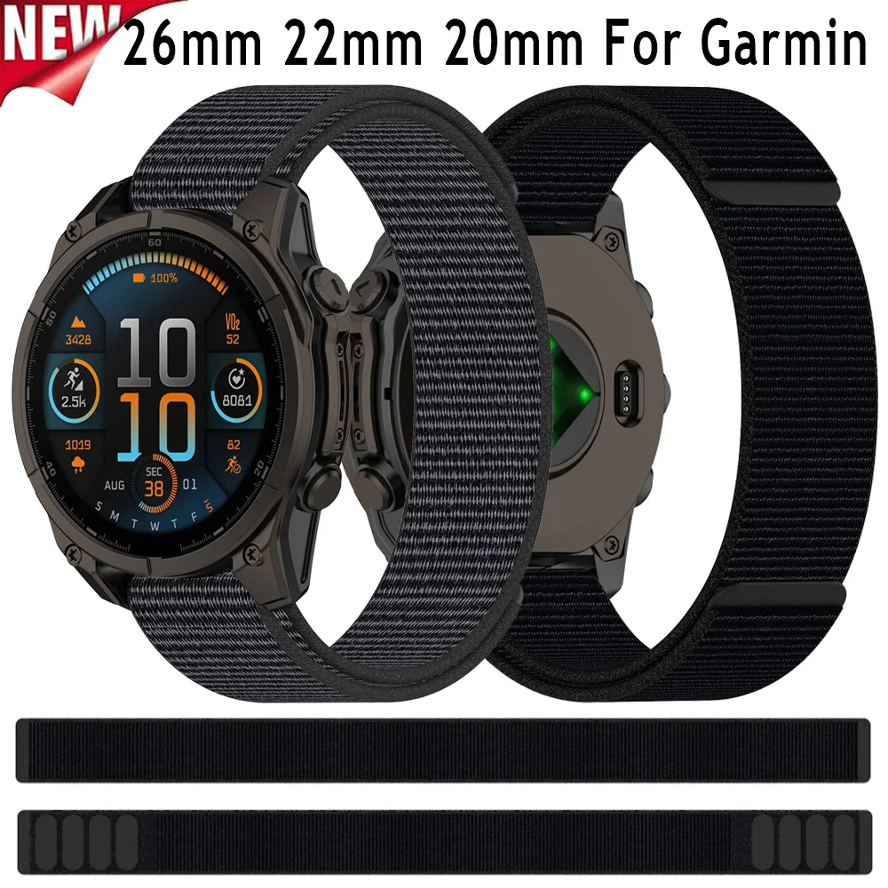 26mm 22mm 20mm Hakenförmiges Nylonarmband für Garmin Quatix 8 Tactix 8 Fenix8 51mm 47mm Atmungsaktives Band Garmin Instinct 3 50/45/40mm