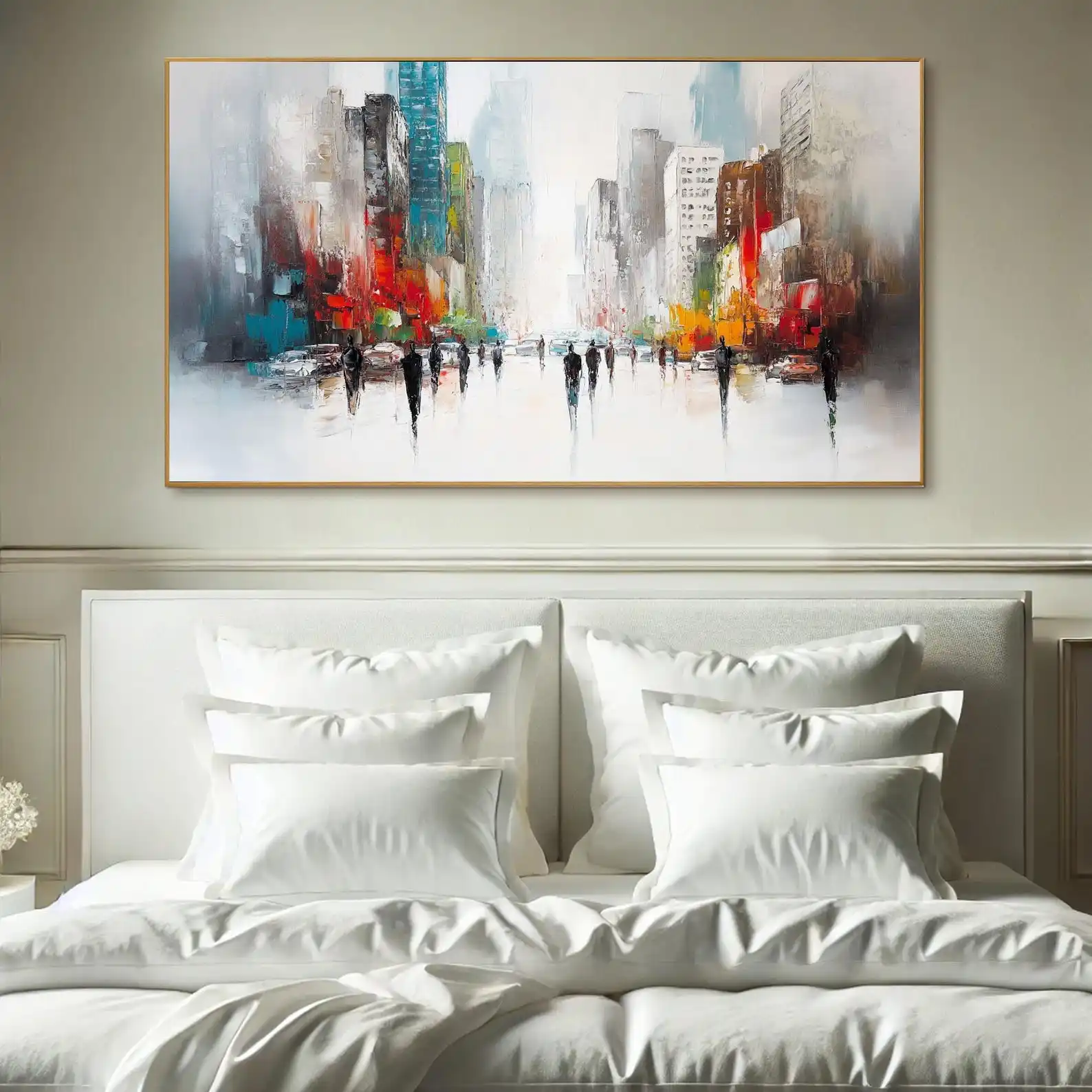 

Mhemyo Original Abstract Hand Painted Urban Cityscape Oil Painting on Canvas Modern Minimalist Wall Art For Living or Home Decor