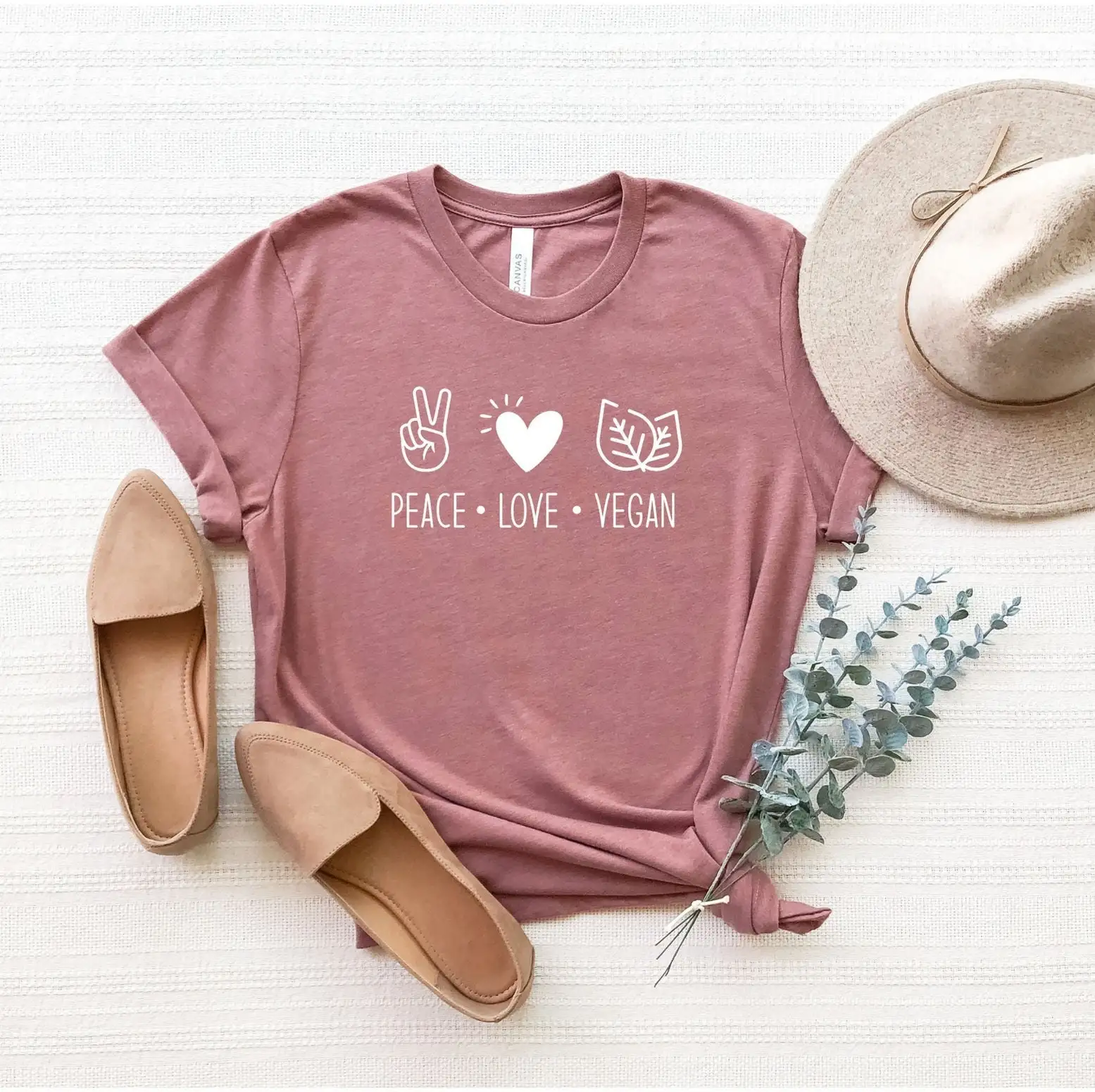 Peace Love Vegan T Shirt Cute Vegetarian For Women Herbivore Veggie