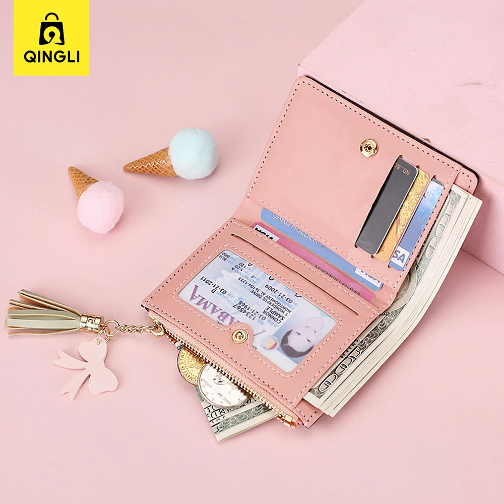 New Style Women\'s Wallet Fashion Cartoon Three Cats Sewing Leather Purse Zip Coin Pocket Multi Card Holder Slot Wallets