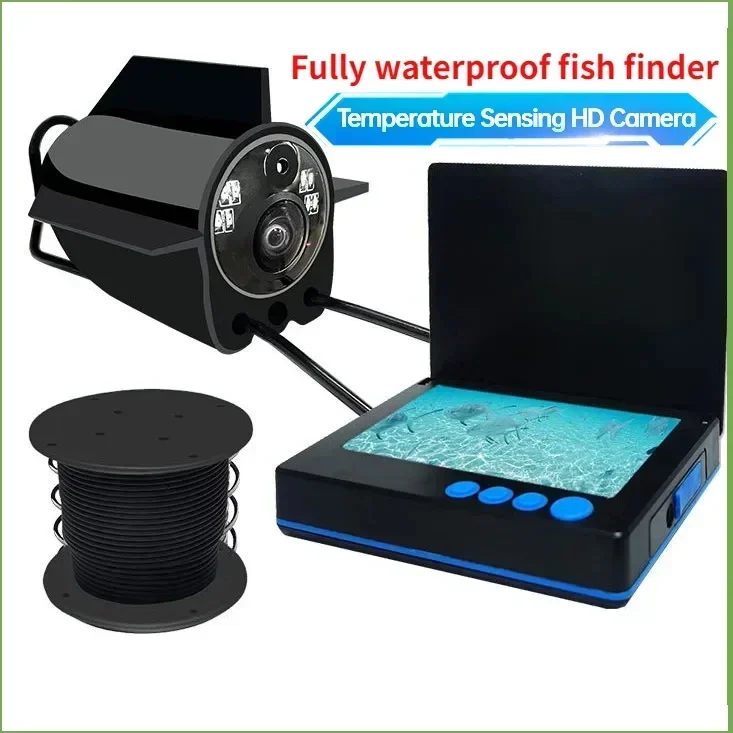 Fully Waterproof Fish Finder 4.3/5 Inch Night Vision Underwater Visual Camera Temperature and Depth Sensing HD Detection Device