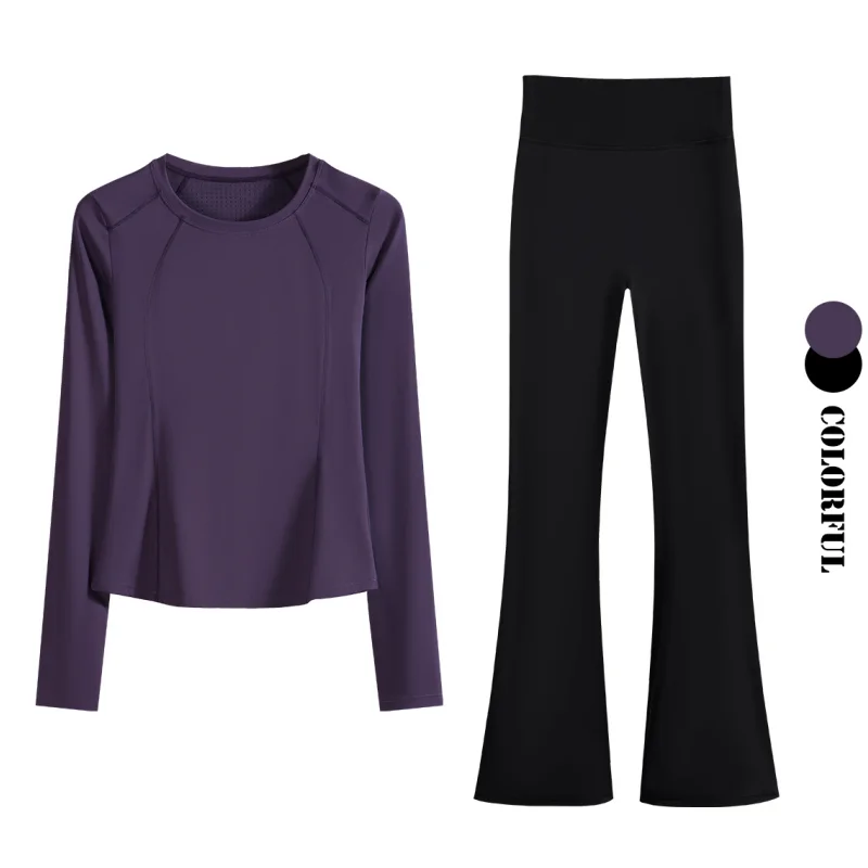 DRUR Yoga Set 2 Piece Long Sleeve Gym Tops Leggings Women Tracksuit Autumn Winter Sportswear 2pcs Breathable Fitness Outfit New