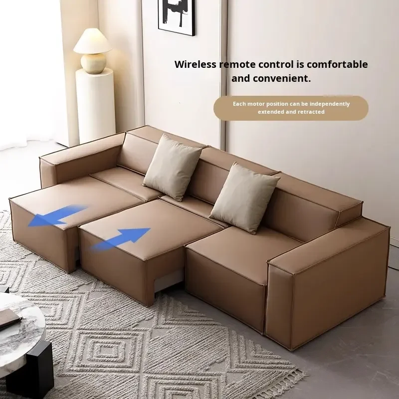 Modern Living Room Sectional Sofa With Comfort Cushions And Genuine Leather Upholstery For Family Seating And Home Lounge Use