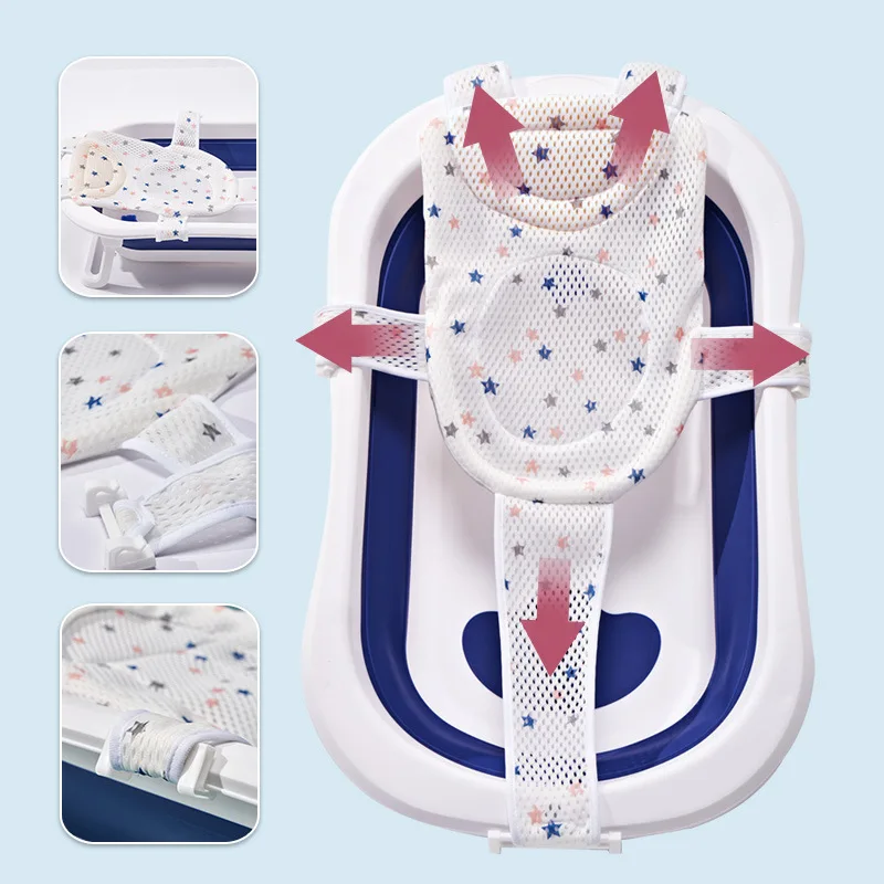 Baby Shower Bath Tub Pad Newborn Infant Non-slip Bathtub Mat Foldable Bath Rack Seat Cushion Children Shower Cradle Bed Net