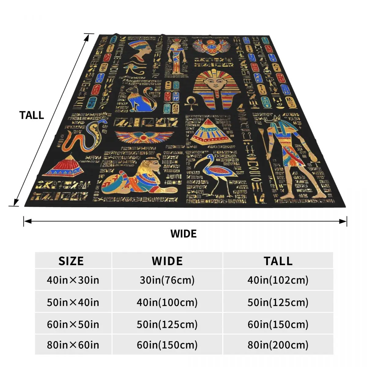 Egyptian Hieroglyphs And Deities Blanket Flannel Sofa Throw Blanket Breathable for Home Bedroom Travel Throws Bedspread Quilt