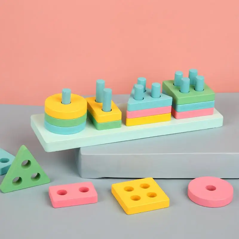 Giocattolo selezionatore di forme Blocchi di forme colorate Puzzle per bambini Impilatore di colori Attività di apprendimento in età prescolare Abilità motorie fini Giocattoli coordinati