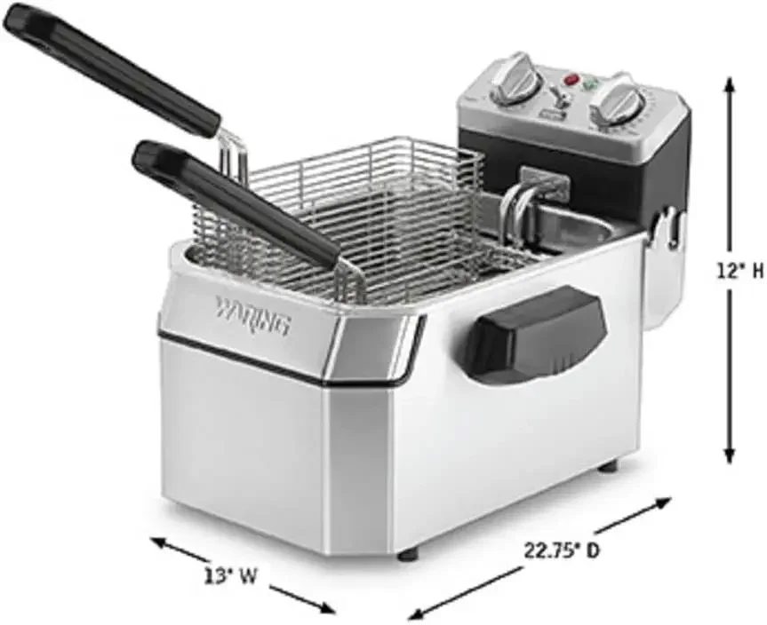 Waring Commercial WDF1000 rapDuty Friteuse à panier simple de 10 lb, comprend 3 paniers à lisier et Night-Cover-1800W, 120V