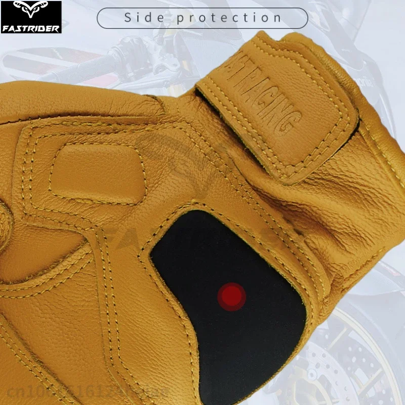 Motorcycle Gloves Knight Riding Gloves Anti-Fall Warm Breathable Full-Finger Genuine Leather Gloves for All Seasons