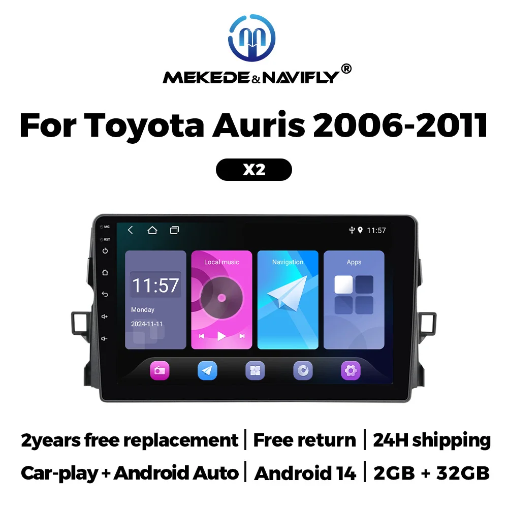 Android 14 IPS touch screen Car Radio For Toyota Auris E150 2006 2007 2008 2009 2010 2011 2012 Car play Auto 2din Multimedia GPS