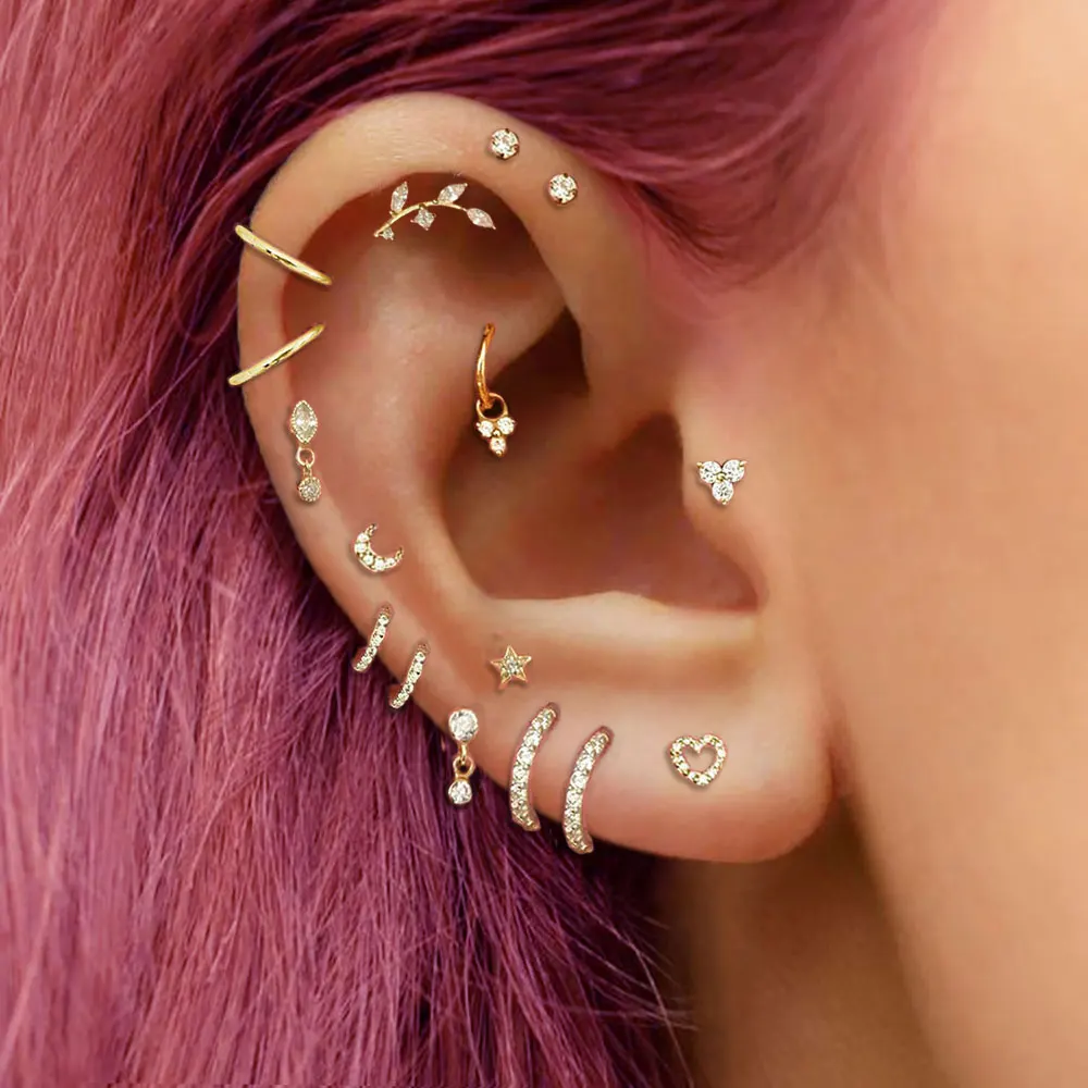 Colocação de Piercing: Como Escolher e Usar um Brinco em Corrente para Cartilagem com Segurança e Estilo