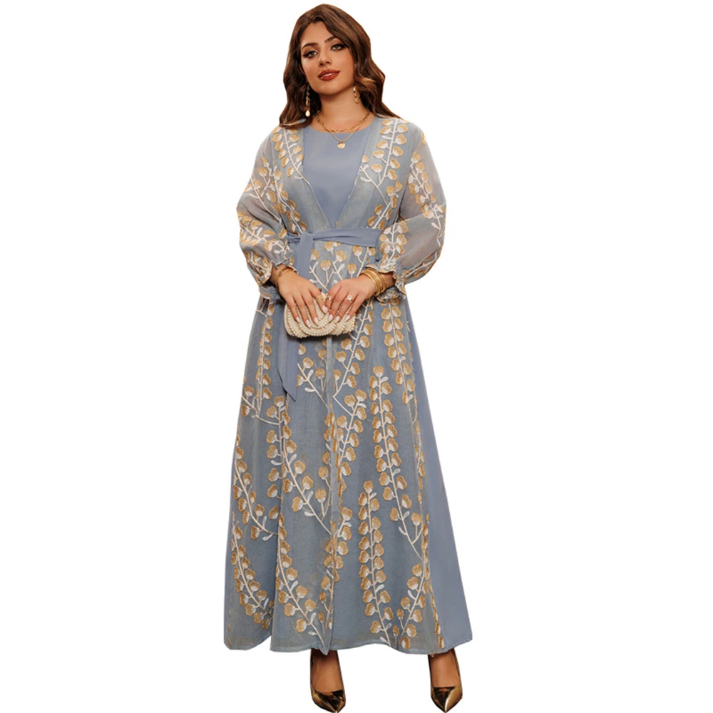 Abito da abito cardigan con polsino, abito lungo elegante Dubai per abbigliamento da donna