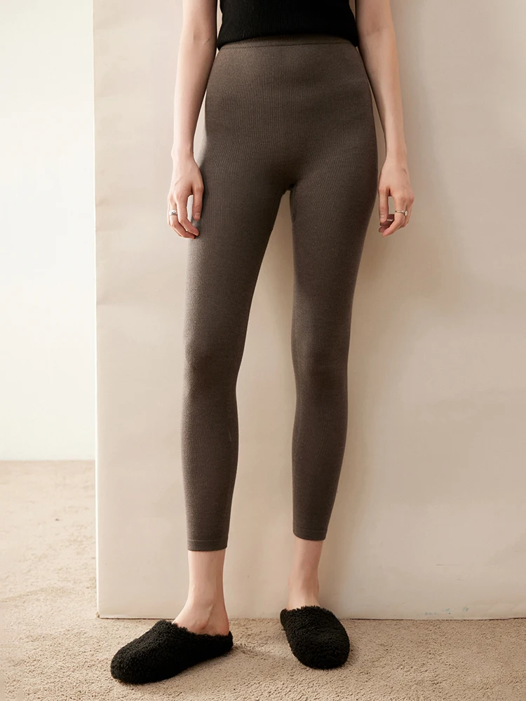 Legging de Cachemira 100% de alta calidad para mujer, pantalones básicos elásticos suaves, Legging de punto de Cachemira para otoño e invierno, pantalones cálidos y cómodos