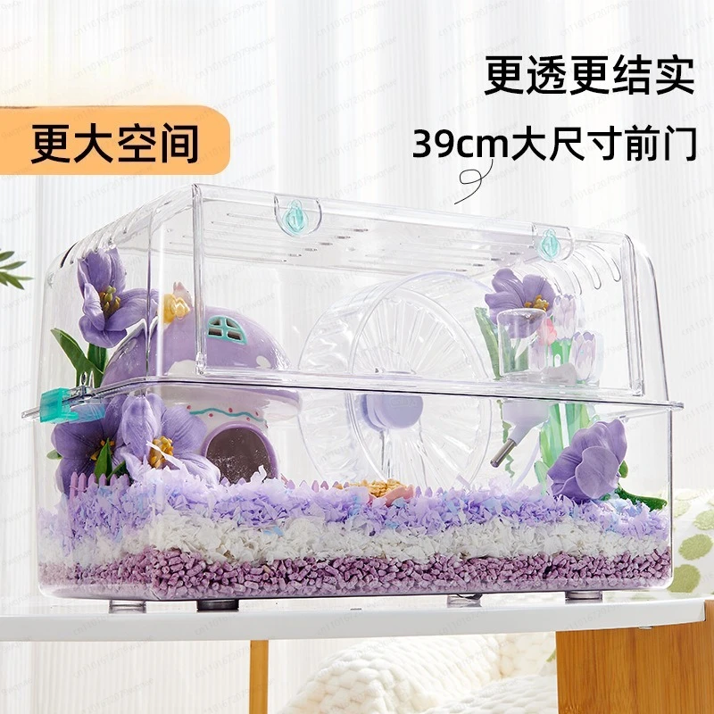 Fully Transparent Non Acrylic Hamster Cage, Oversized Luxury Villa for Golden Bear, Large Landscaping Cage