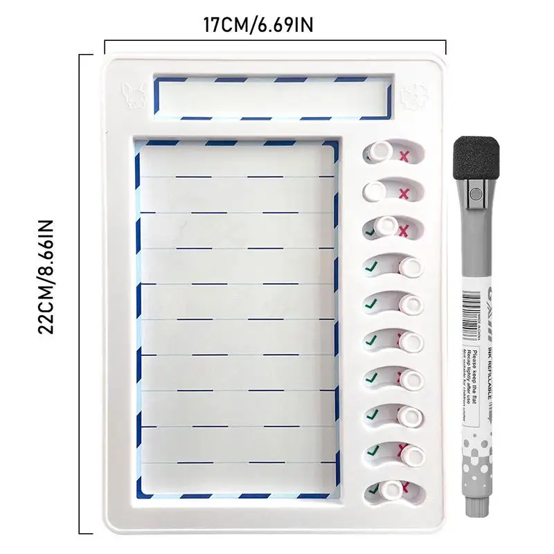 DRY ERASE Checklist BOARD ไวท์บอร์ด Planner และร้านขายของชํา Organizer ห้องครัวตู้เย็น With10 Sliders และ Magnetic MARKER