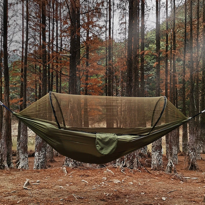 

Fully Automatic Speed-opening Hammocks with Mosquito Net Camping Anti-rollover Hammock Outdoor Single Double Nylon Cloth Hammock