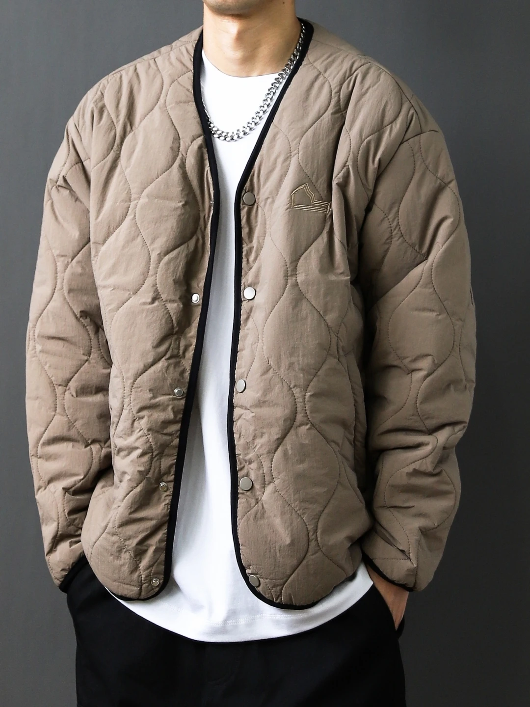 Retro Japanese Sle Thiened Cotton Jaet Men's Autumn Winter Warm Baseball Coat Diamond Pattern Pure Color Versatile Cott...