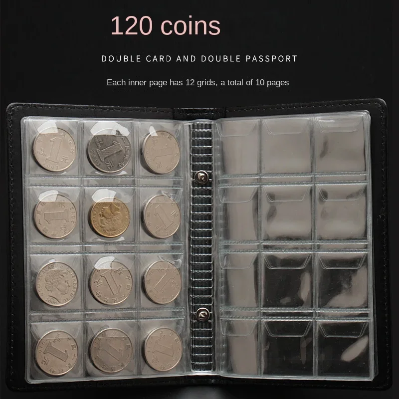 120 Coins Collection Album Money Coin Storage Tokens Medallions Badges Book Storage Holder Special Design Collection Penny Caps