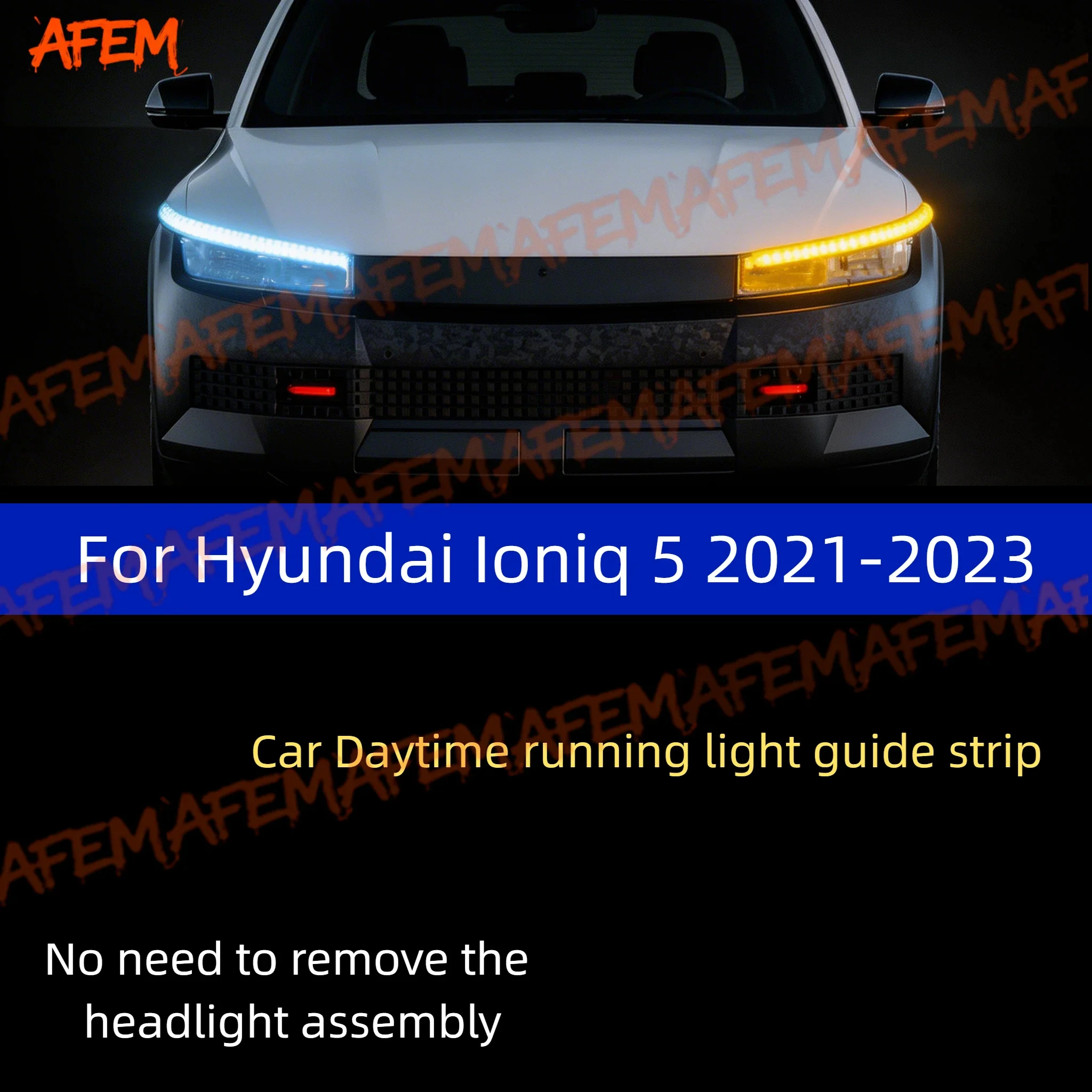 

2Pcs 12V Led Guide Strip Headlight For Car Daytime Running Lights Turn Signal DRL Car Modification For Hyundai Ioniq 5 2021-2023