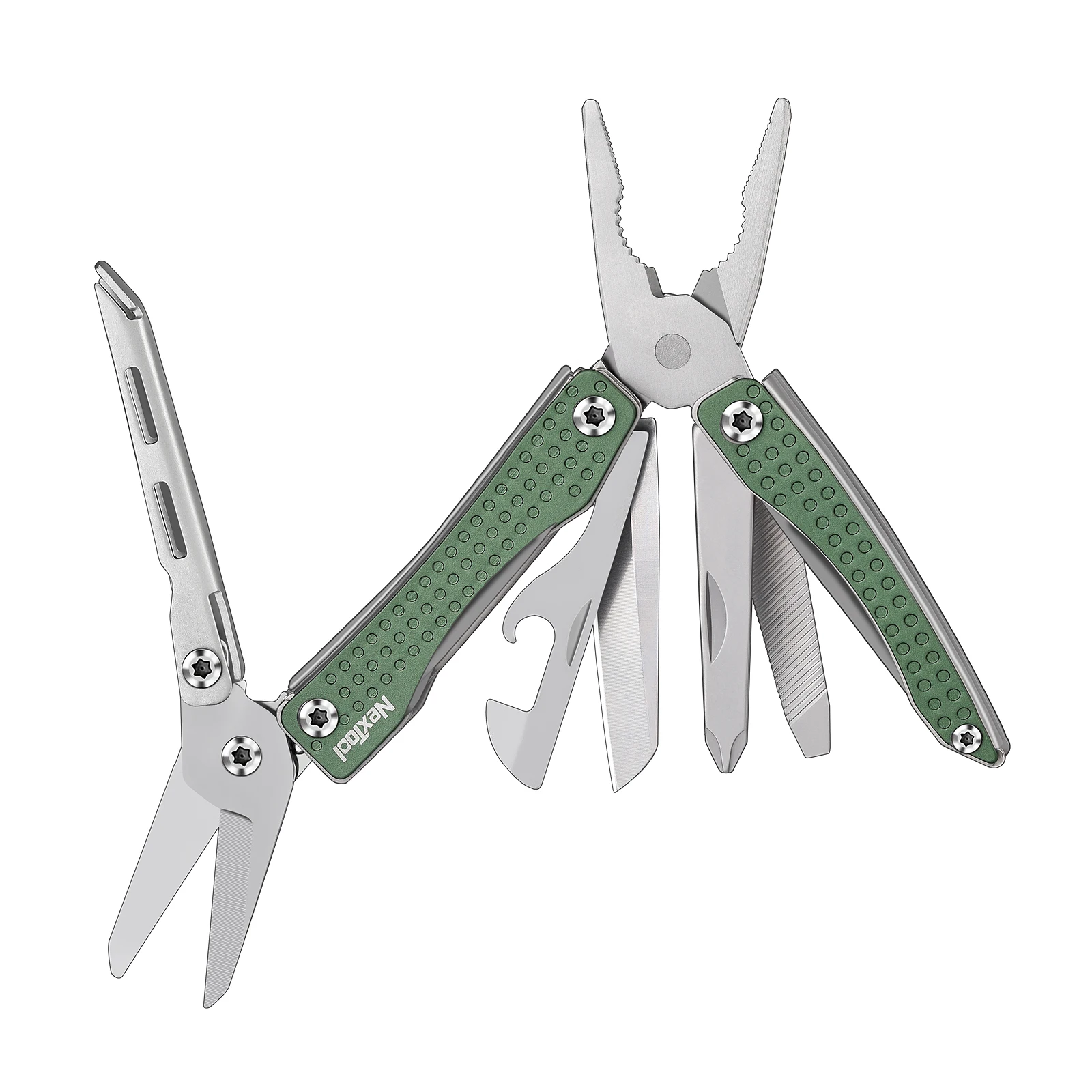 NexTool Mini Vlaggenschip Rood/Groen 10 IN 1 Multifunctioneel Opvouwbaar EDC Handgereedschap Schroevendraaier Mini Tang Flesopener Buiten
