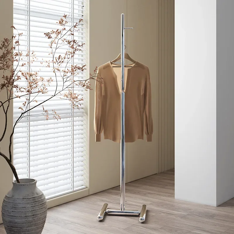 Light luxury clothes hanger, home floor bedroom Internet celebrity stainless steel clothes hanger