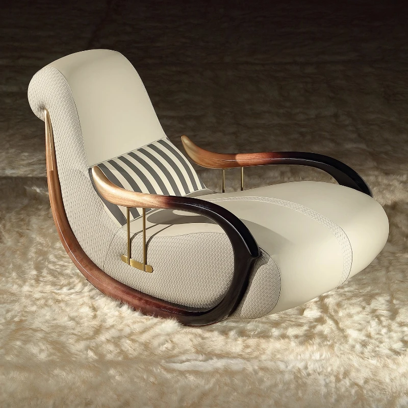 

Light luxury recliner leather leisure rocking chair original design international hall