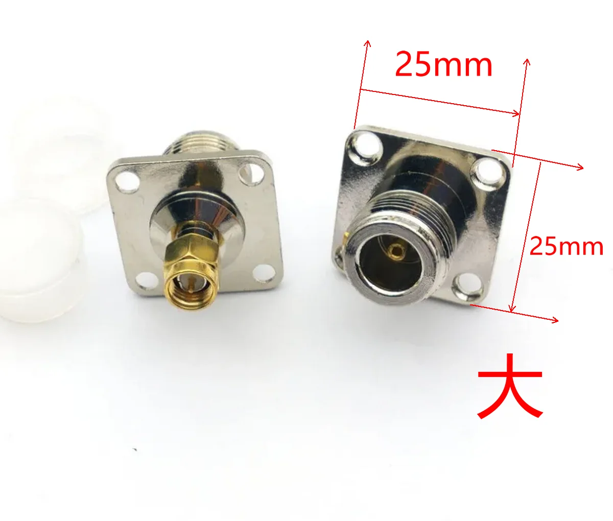 COPPER SMA Male Plug to N Female Jack with 4 Hole Flange Panel Mount Chassis RF Coaxial Adapter