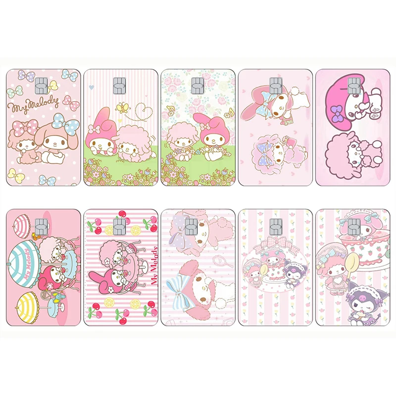 Little Twin Star My Melody Kawaii 10pcs Credit Debit Card Sticker Film Skin Cover Cartoon Anime Waterproof Small Large No Chip