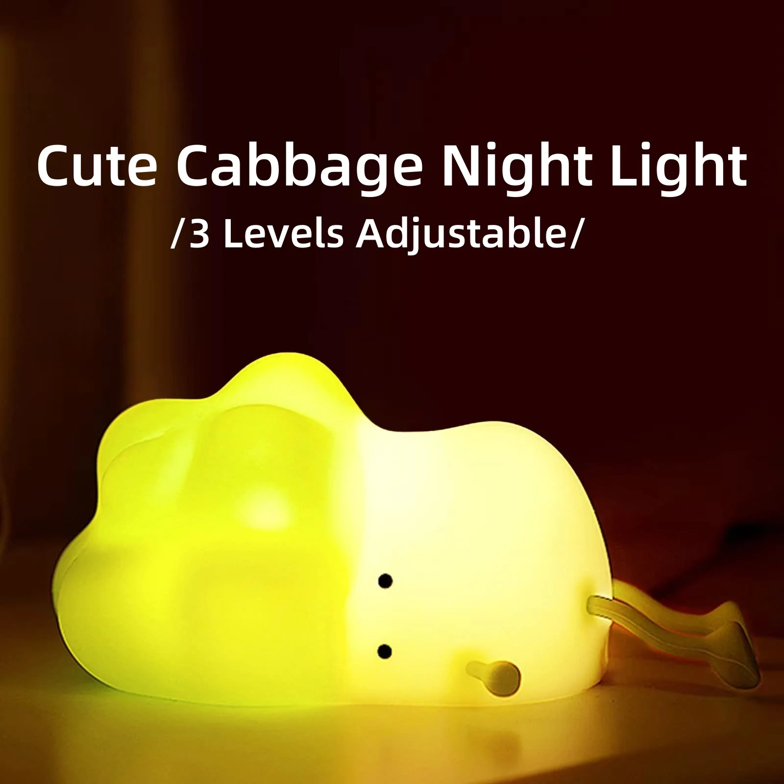 Cute Cabbage Night Light LED Rechargeable Night Light USB Cartoon Touch Lamp for Children Bedroom Decoration Birthday Gift