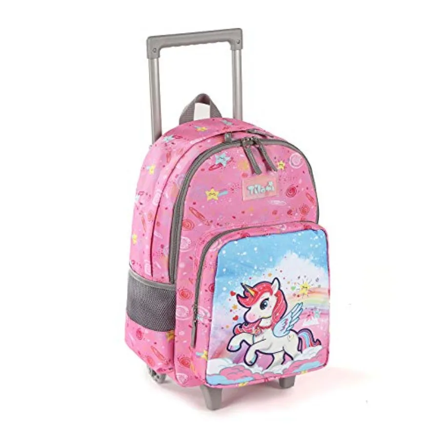 

Rolling Backpack 18 inch Double Handle Wheeled Laptop Boys Girls Travel School Luggage Toddler Trip