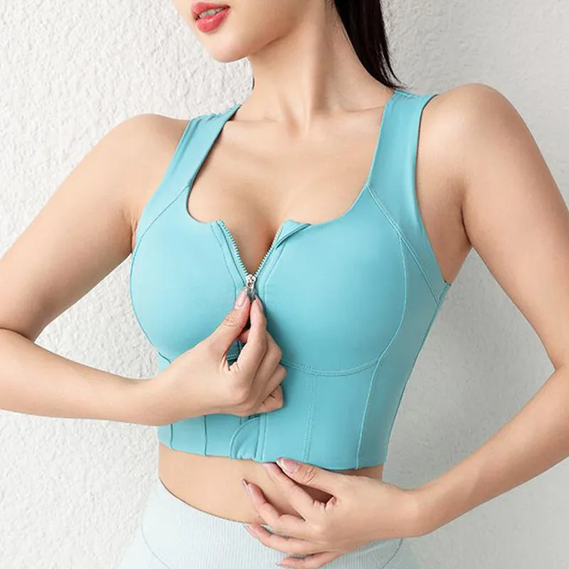 حمالة صدر رياضية عالية القوة للنساء بسحاب للياقة البدنية واليوجا حمالة صدر للجري ملابس رياضية على شكل سترة ملابس داخلية للتدريب مقاومة للصدمات لصالة الألعاب الرياضية #3