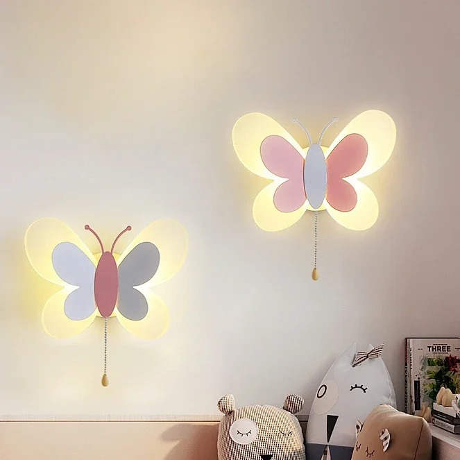 Modern Creative LED Wall Lamp Children's Room Nordic Simple Cartoon Character Butterfly Wall Lamp Boys and Girls Aisle Lamp