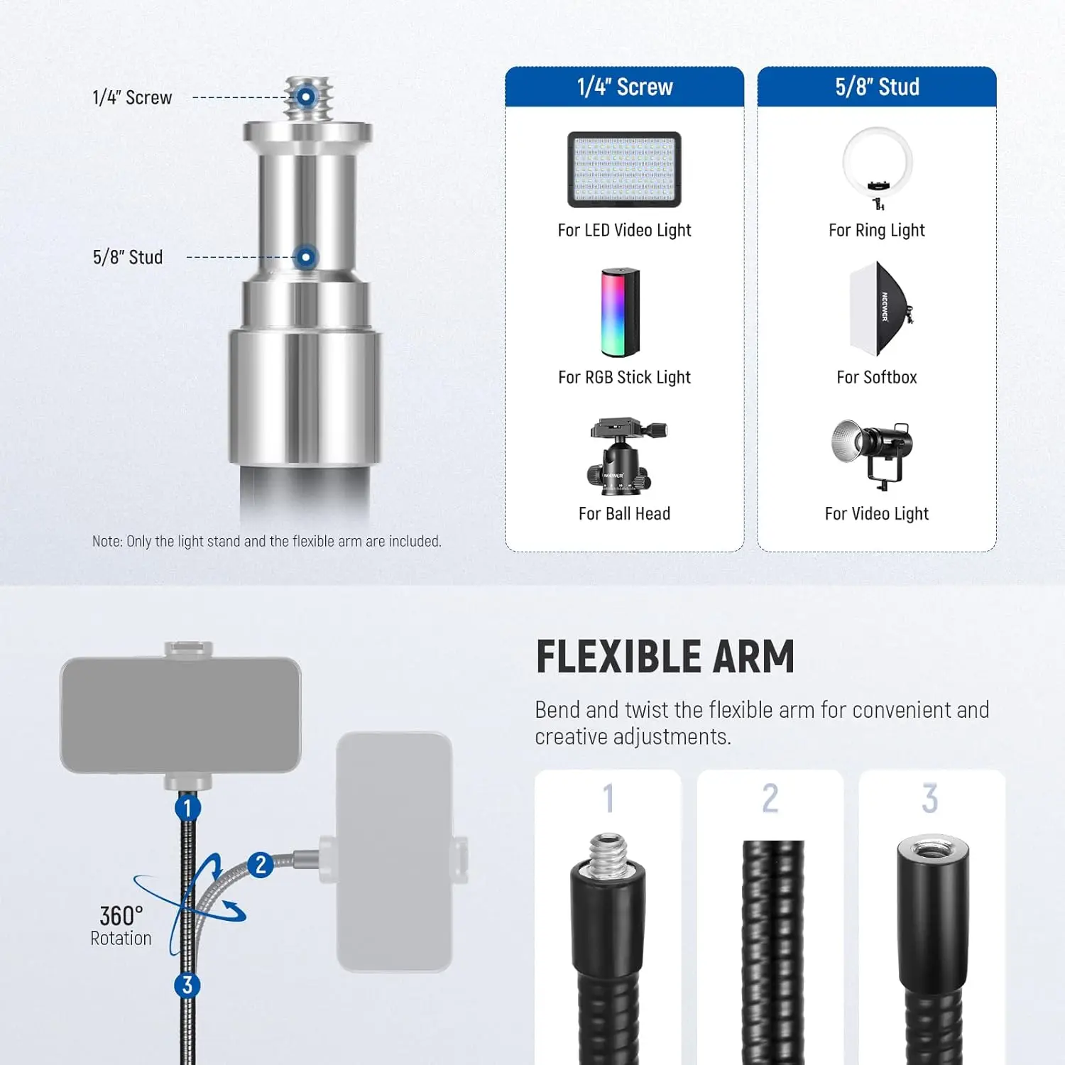 NEEWER حامل ميكروفون مع ذراع مرن بوم الذراع هيئة التصنيع العسكري الطابق ترايبود جبل حامل ميكروفون كليب للغناء مدونات الفيديو ماكس تحميل MS010