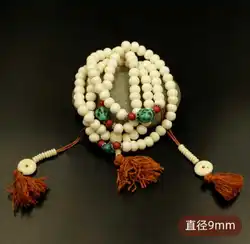 8mm Tibetan Yak Bone Beads 108 Prayer Mala necklace Turquoise Spiritual Jewelry Meditation Yoga