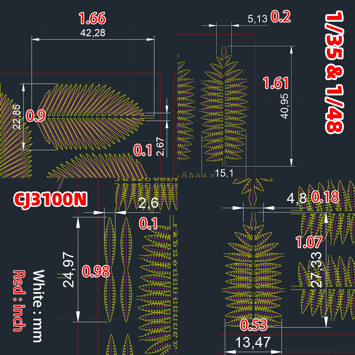 Miniatur-Pflanzenmodelle im Maßstab 1/35 und 1/48: Monstera-Blätter, Wilde Taro-Blätter, Cycad-Blätter für Sandtisch-Dioramen – Detail 8