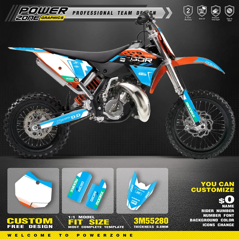 

PowerZone пользовательские графические фоны для команды, наклейки для комплекта наклеек 3 м для KTM SX65 2009 2010 2011 2012 2013 2015 SX65cc 014