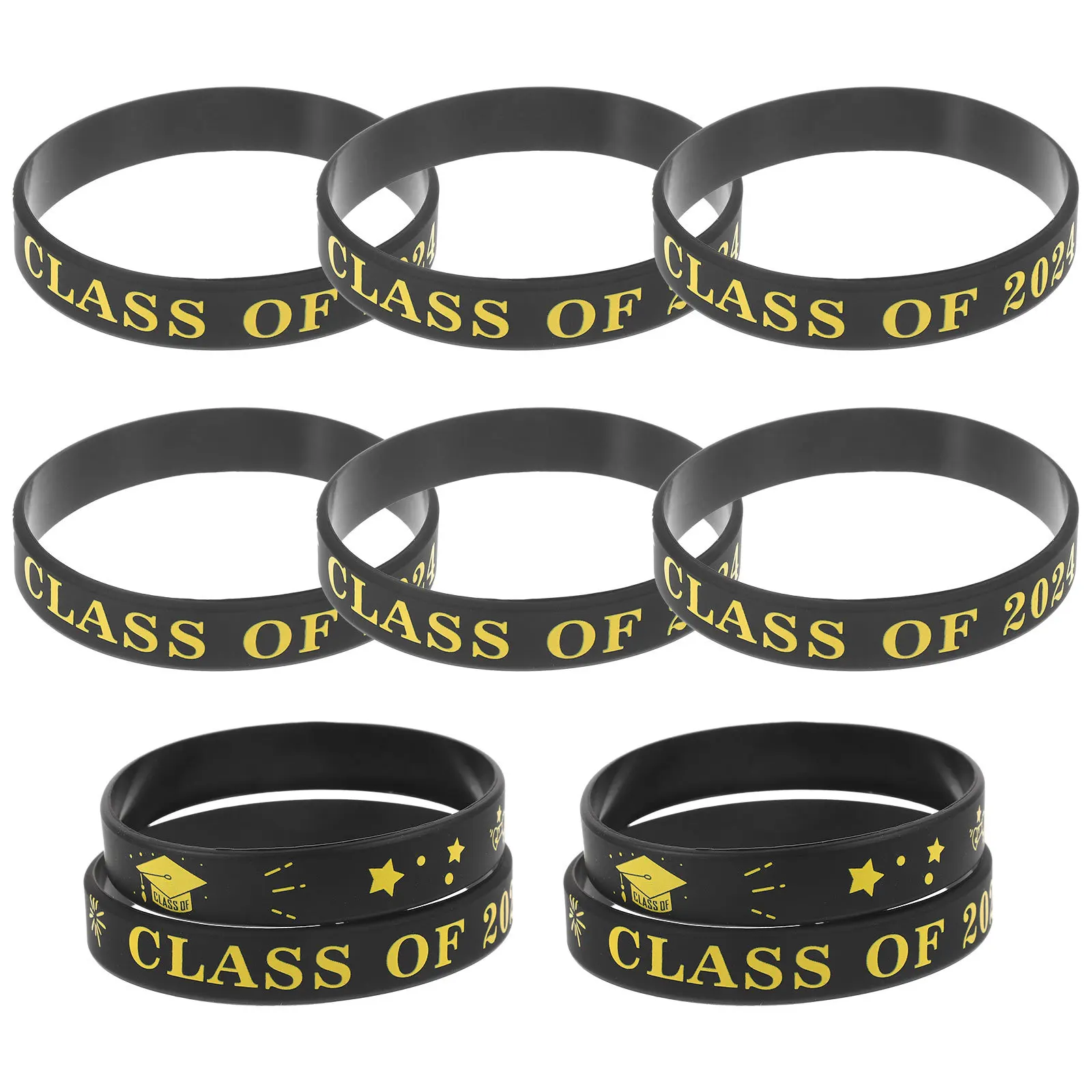 

10Pcs Class of 2024 Themed Silicone Wristbands Graduation Party Decorations Soft Celebratory Accessories