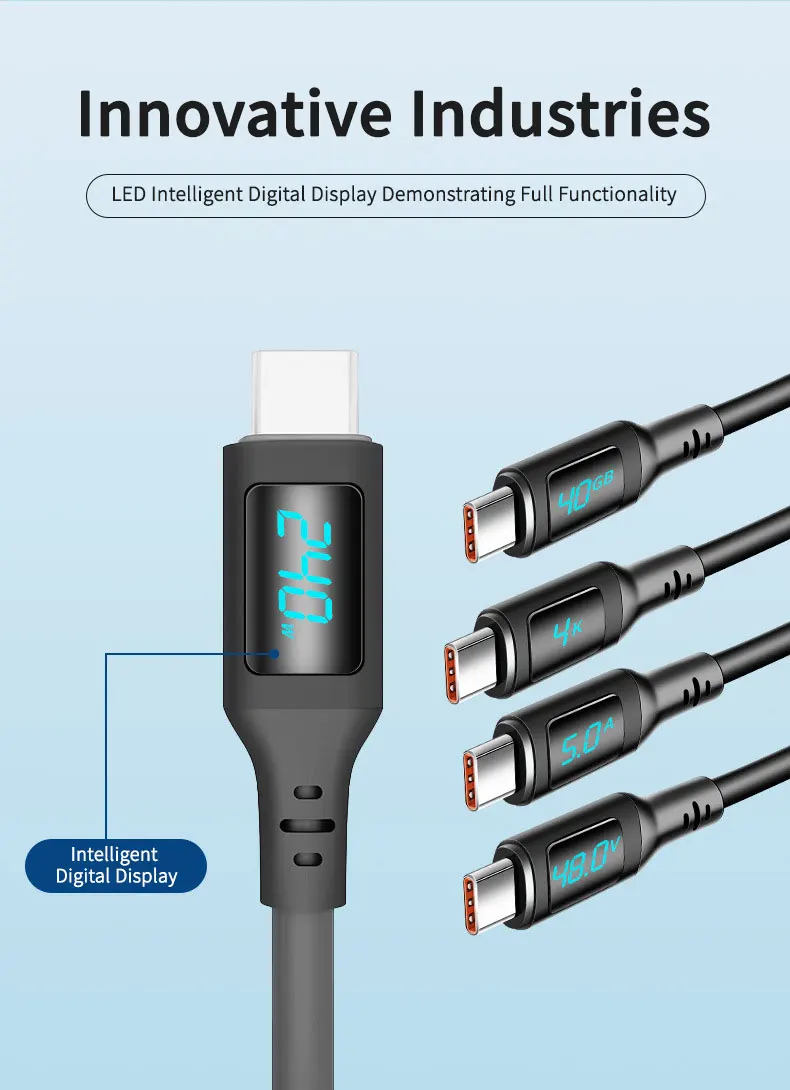 USB C to USB C Thunderbolt 4 Data Cable Digital Display PD 240W, 40Gbps,8K @60Hz USB4 Compatible Or For Samsung Macbook iPad