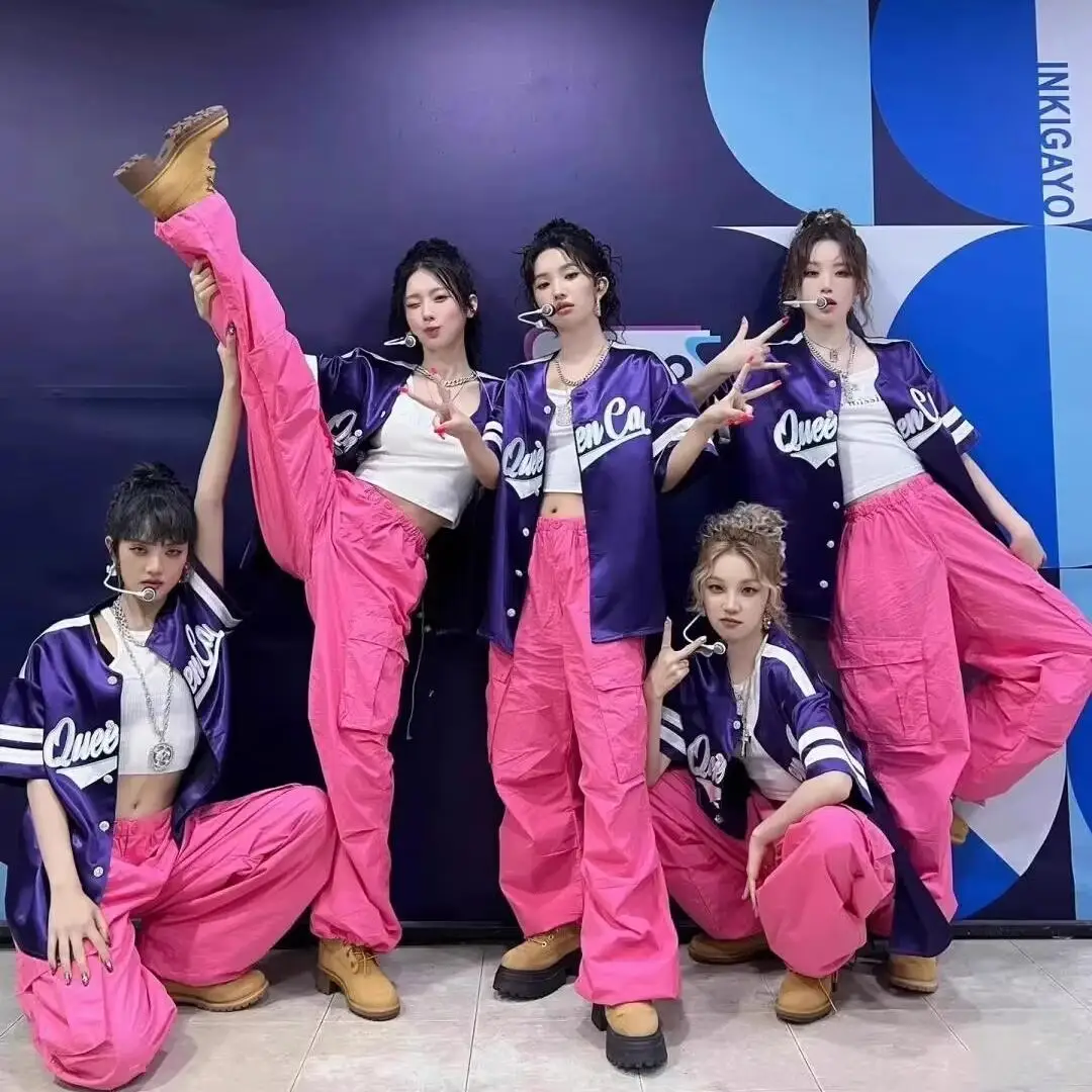 Sirius Purple Short Sleeve Jacket Performance Costume Kpop Female Group Street Dance Hip Hop Style Group Performance Clothes