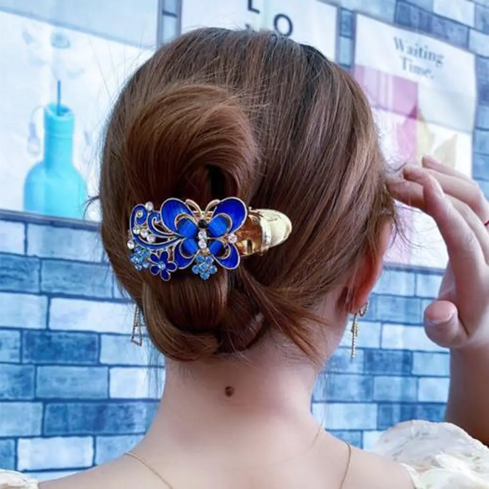 

Metal Flower Mother Hair Clip Korean Style Hairpin Female Hair Accessories Butterfly Hair Clip Rhinestone Duckbill Clip