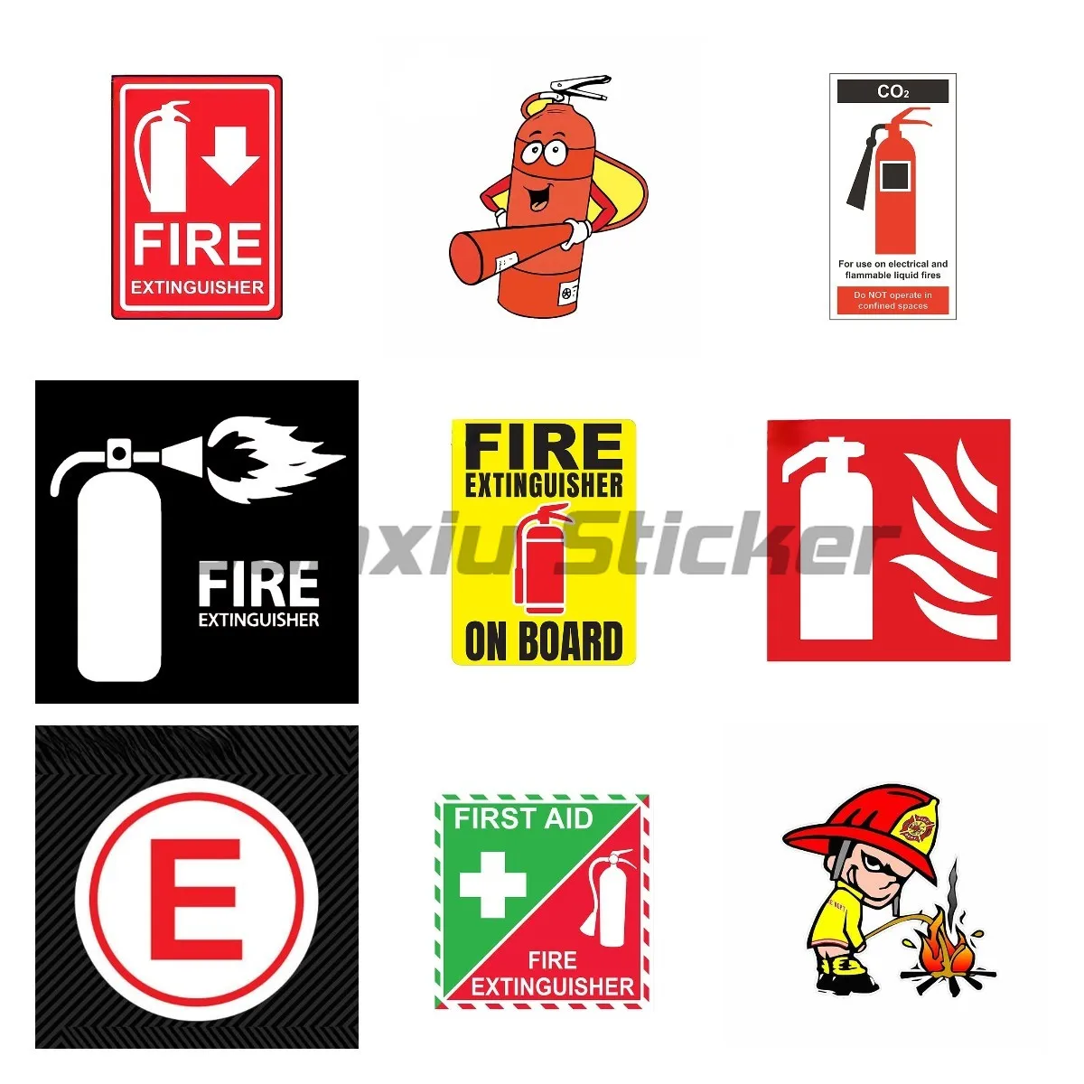 First Aid Fire Extinguisher Inside Sticker Car Truck Vehicle Safety Kit Decal Racing Stickers