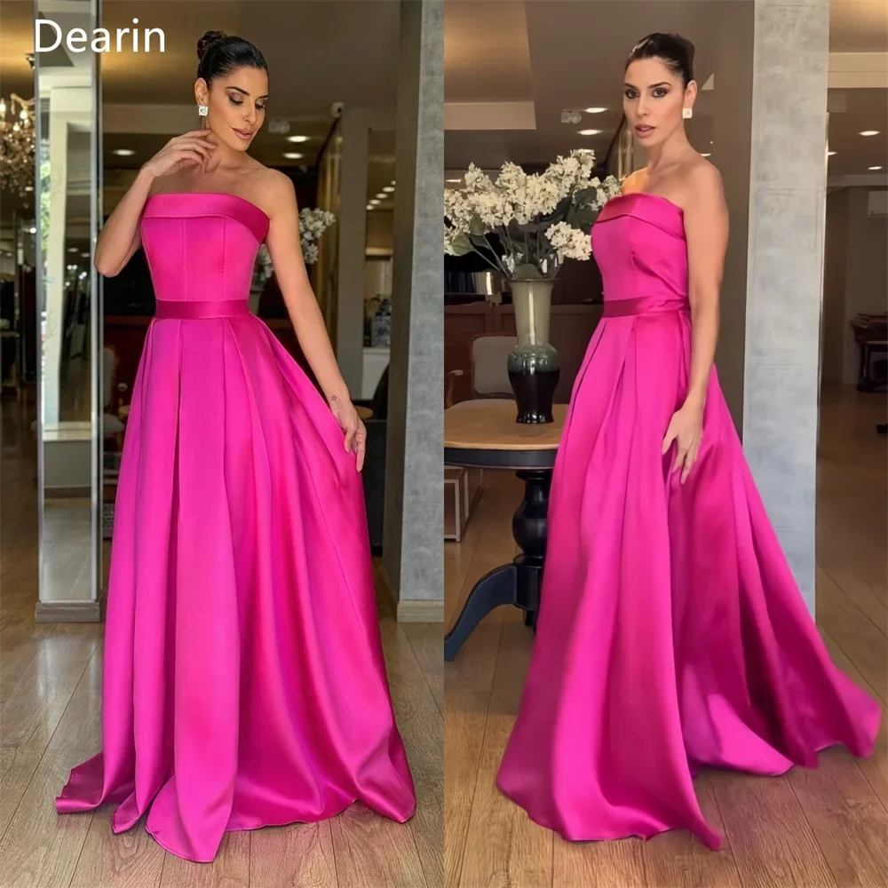 

Customized Saudi Arabia Dearin Strapless A-line Floor Length Skirts Draped Sleeveless Bespoke Occasion Dresses Formal Dress Even